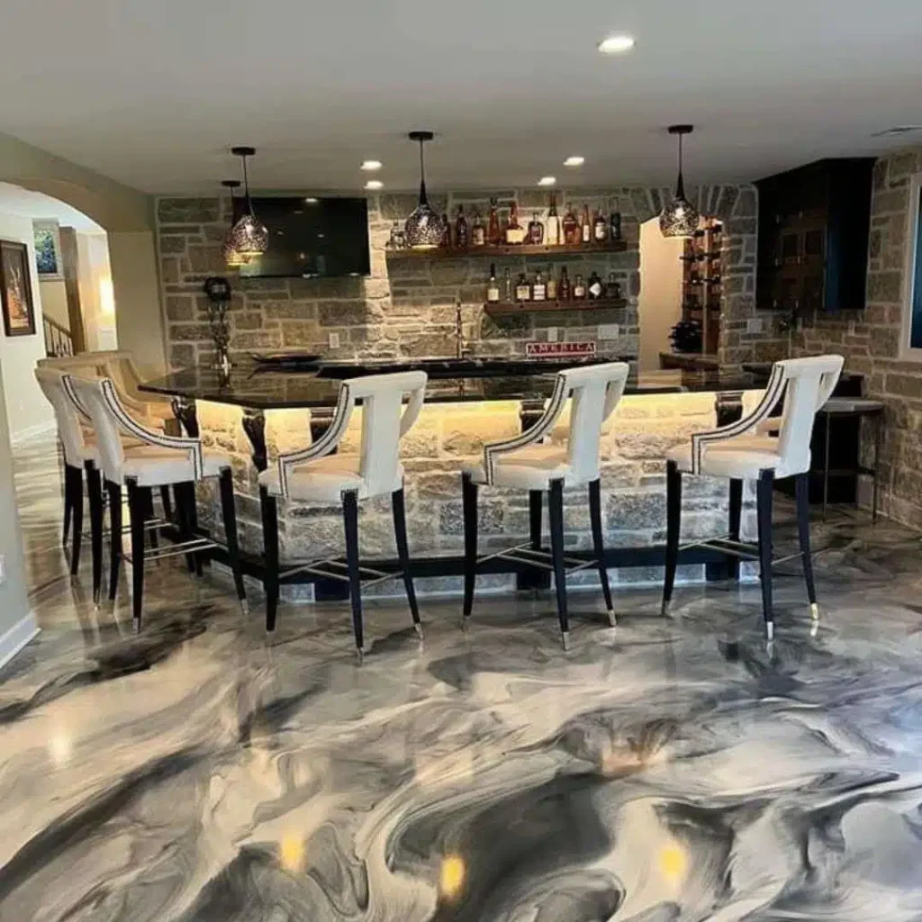 metallic epoxy floors, luxury flooring, affordable flooring, epoxy floor installation, Completed Coatings
